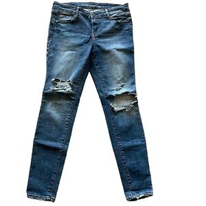 Blue Skinny Jeans with Distressed Details